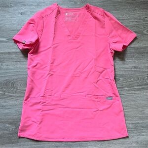 Figs Casma Three-Pocket Scrub Top Size XS Hot Pink